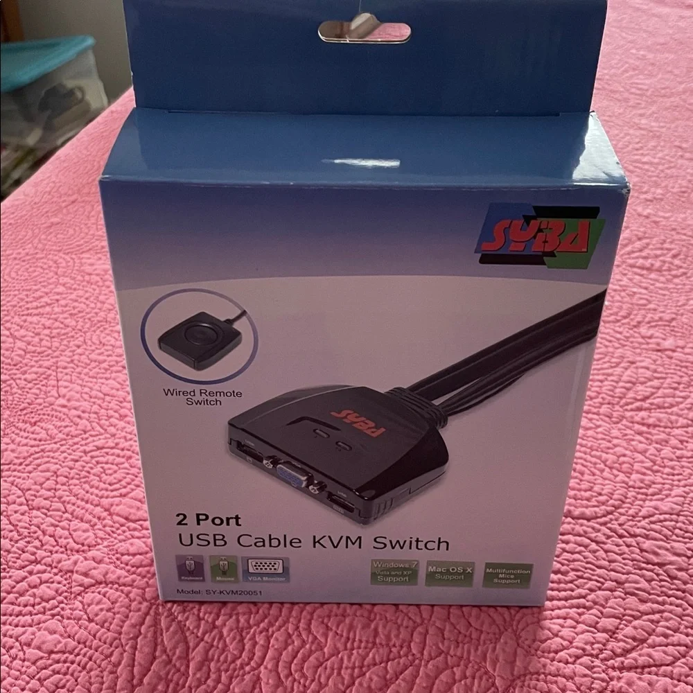 NWT Syba 2 Port USB Cable KVM Switch NIB unused